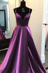 Simply Elegant Purple Prom Dress With Double Straps 2444