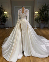 White Prom Dress, Beaded Prom Dresses, 2023 Prom Dresses
