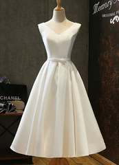 Prom Dresses, Satin V Neck Short Prom Dress, Bridesmaid Dress